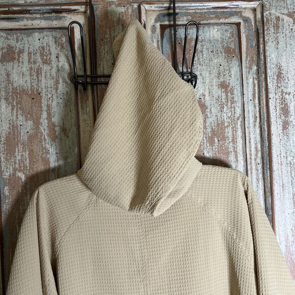 Davi & Dani Tunic V Neck With Hood Large  With Pockets Khaki/Tan/Golden - Picture 10 of 11